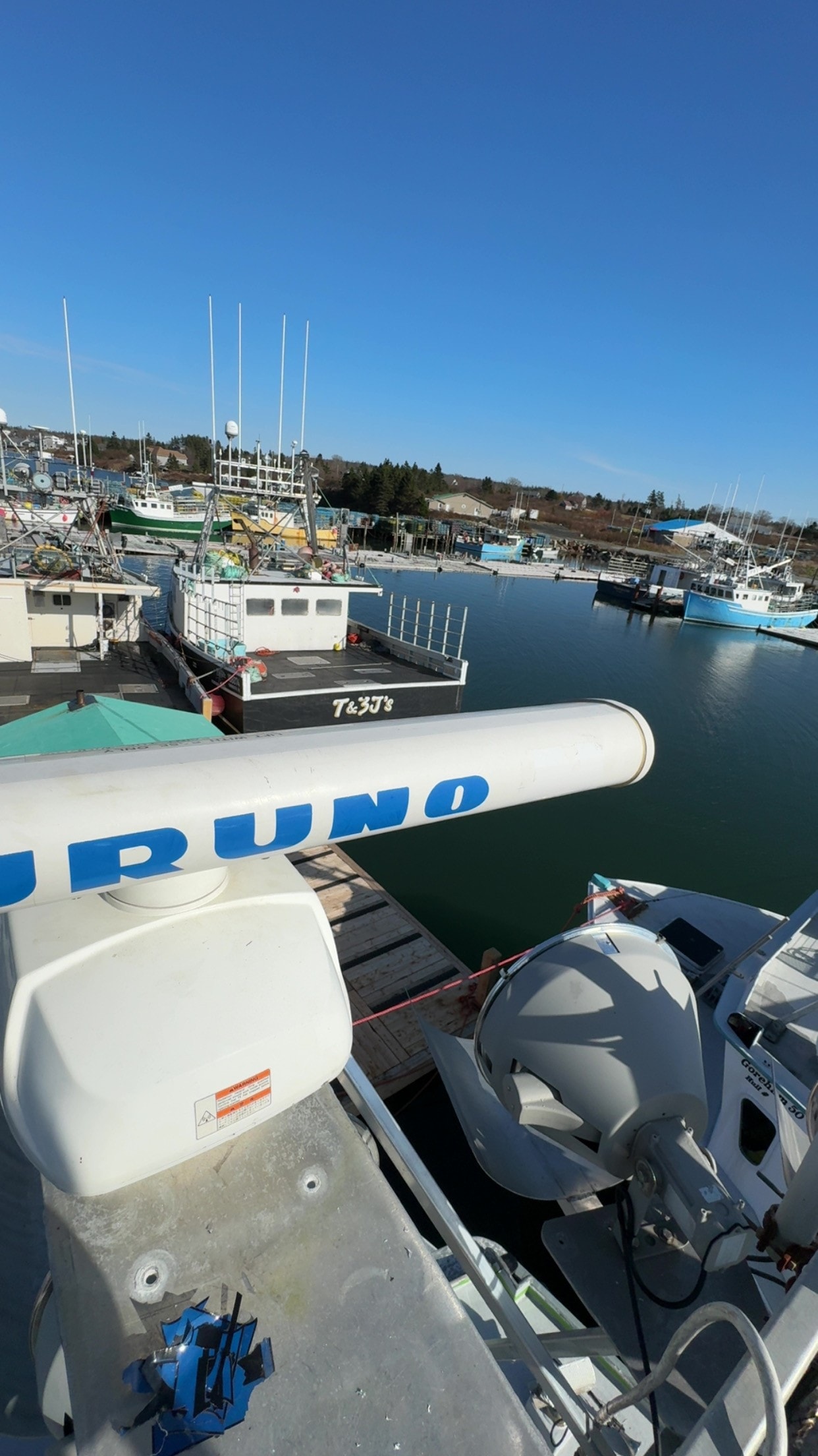 Furuno radar unit installed on fishing vessel at Digby wharf