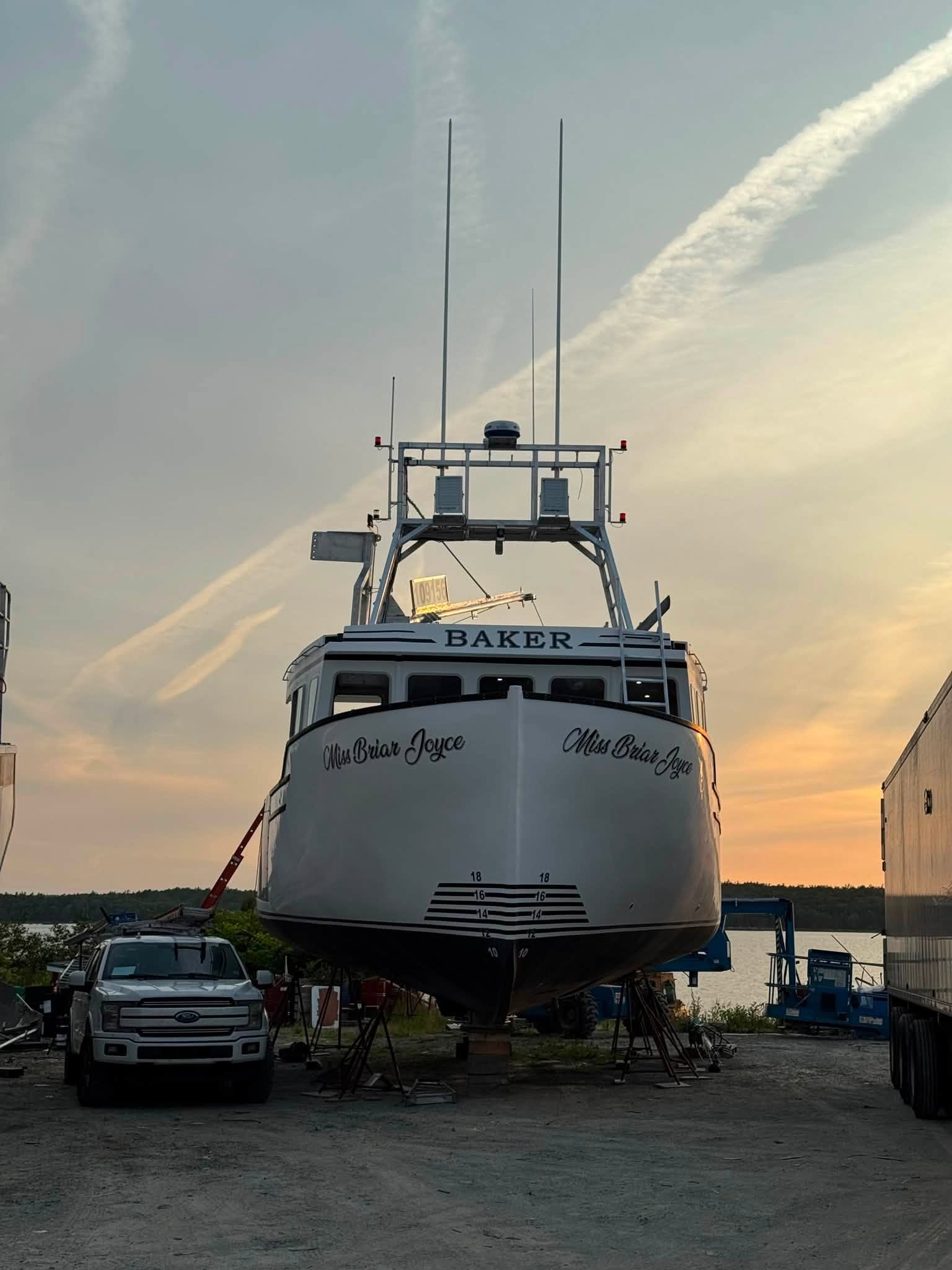 Miss Briar Joyce fishing vessel at sunset — Moonlight Marine Services
