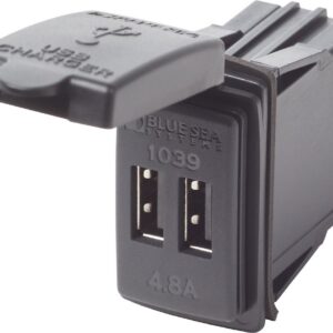 BLUE SEA 12/24VDC DUAL USB 4.8A SWMNT 1039-BSS