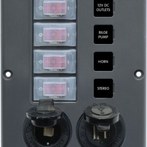 BLUE SEA - PANEL SWITCH H2O CB 4POS SCKT & USB - 4321-BSS
