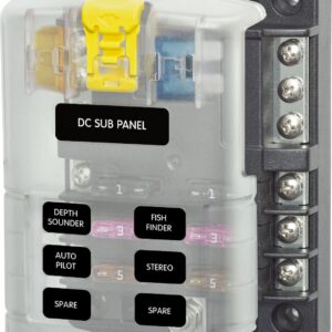 BLUE SEA - FUSE BLOCK STBLADE 6CIRC W/GND/CVR - 5025-BSS